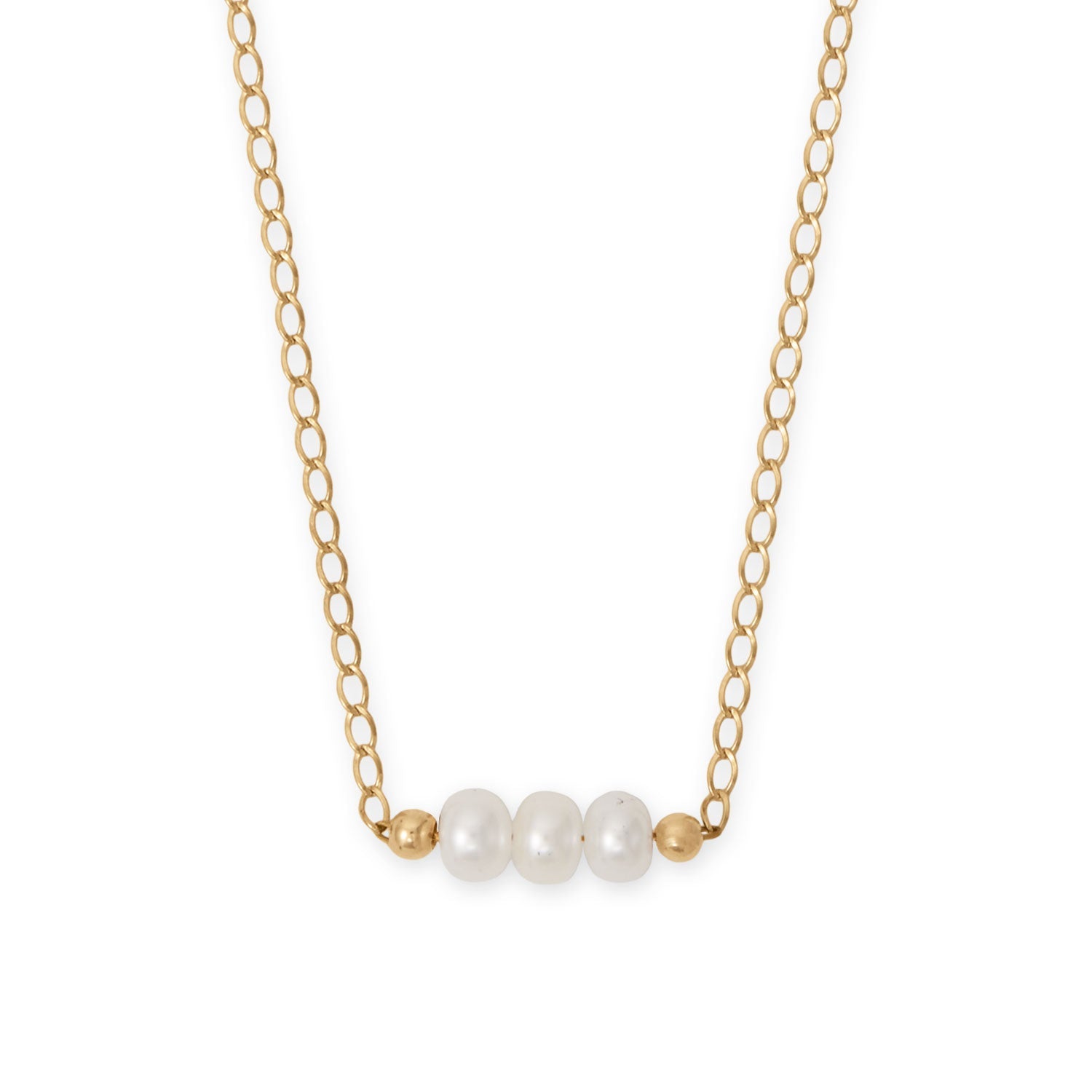 16" + 2" 14/20 Gold Filled Cultured Freshwater Pearl Bar Necklace