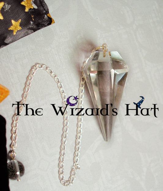 Natural Clear Quartz Crystal Stone 6-Sided Pendulum with Ball Tip