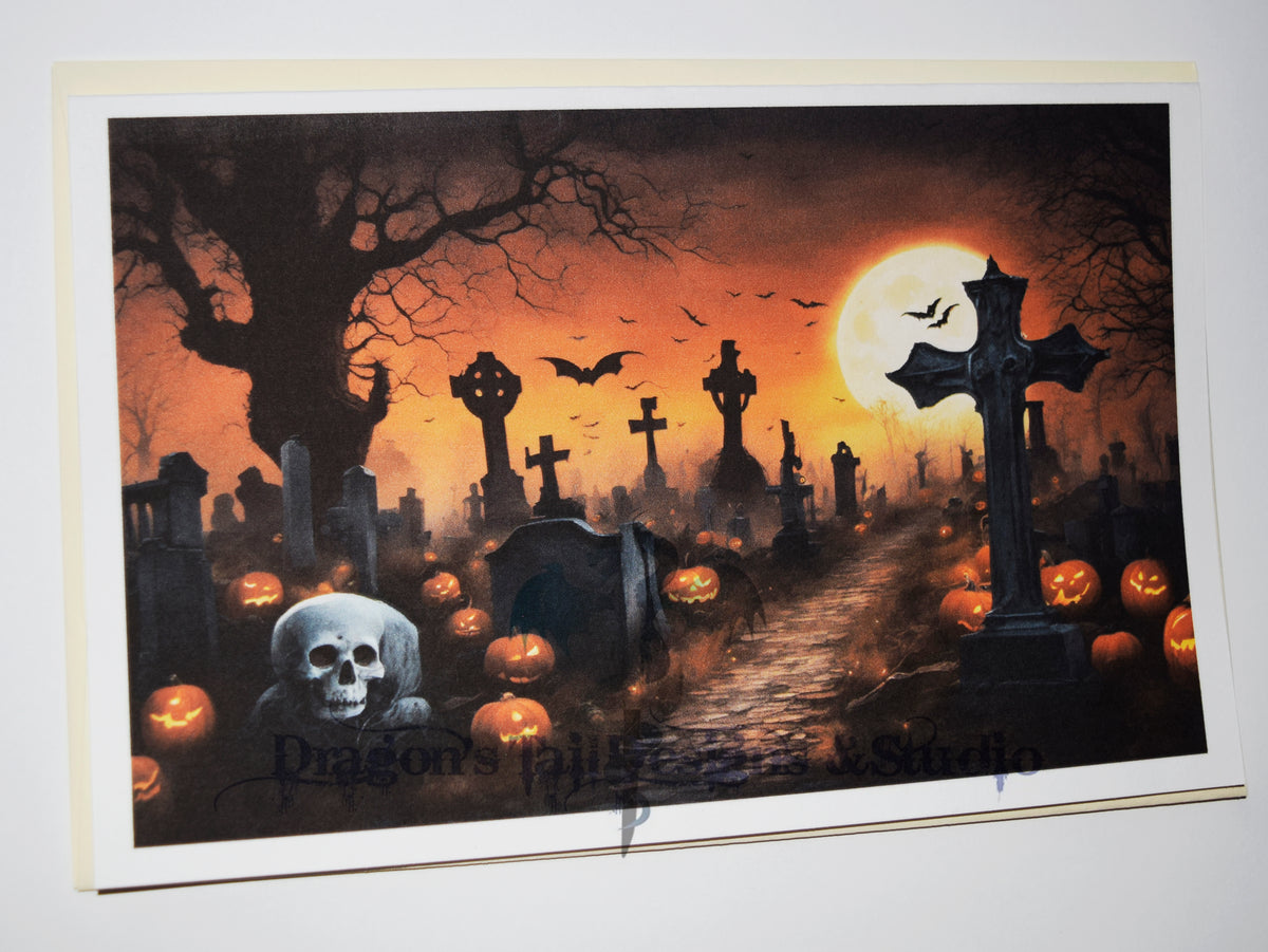 Cemetery fun, Handcrafted All Occasion Greeting Card, blank inside. (Copy)