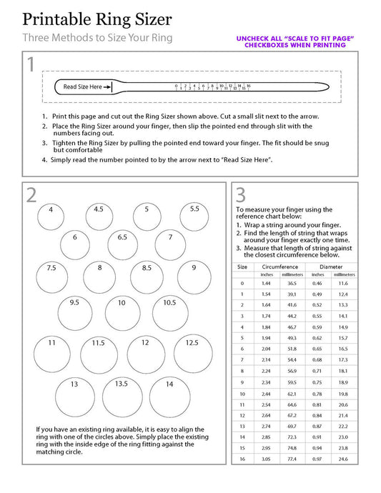 Free Printable Ring Sizer Tool - Accurate Finger Measurement Guide