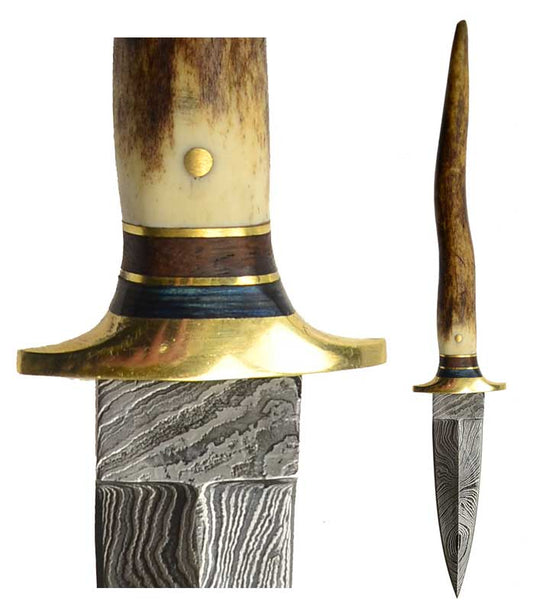Hand-Forged Damascus Steel Athame with Bone Handle