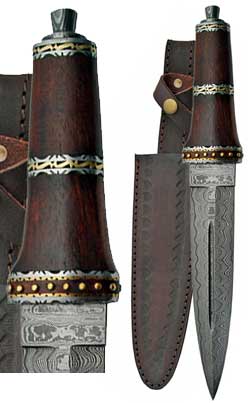 Dirk Wod Damascus Steel Athame Ritual Dagger 13 3/4"
