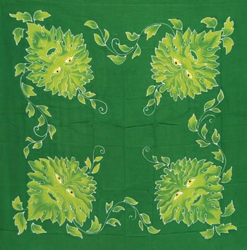 Green Man Altar Cloth or Decorative Scarf - 36" x 36" Square
