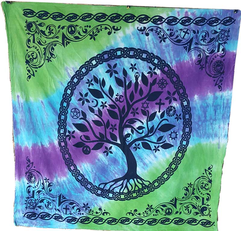 36" x 36" Handcrafted Tree of Life Altar Cloth for Rituals and Meditation