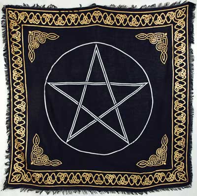 Premium 36" x 36" Altar Cloth with Gold Bordered Pentagram Design