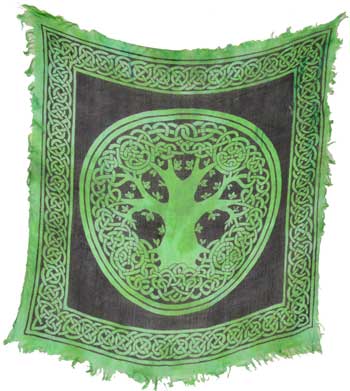 Tree of Life Embroidered Altar Cloth, 18" x 18" Square Ritual Tapestry
