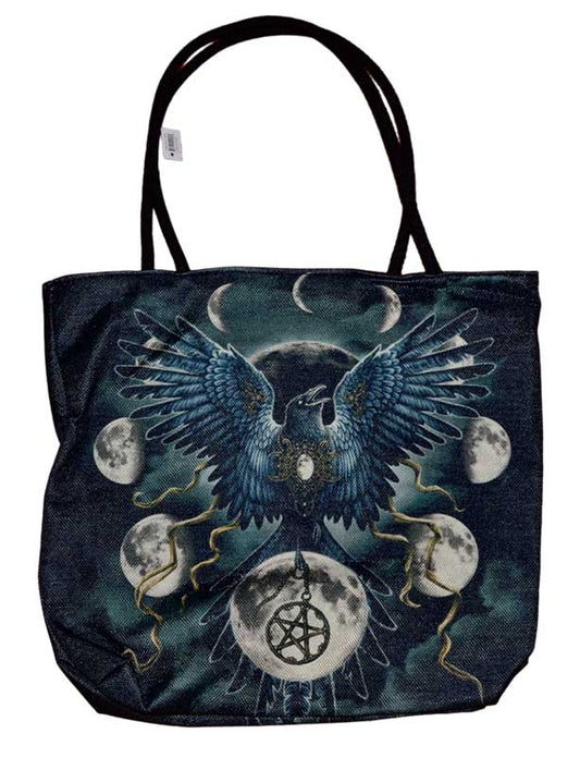 17" x 17" Sinister Crow Graphic Print Canvas Tote Bag