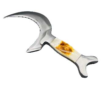 Hand-Forged Druidic Boline Ritual Knife with Genuine Leather Sheath