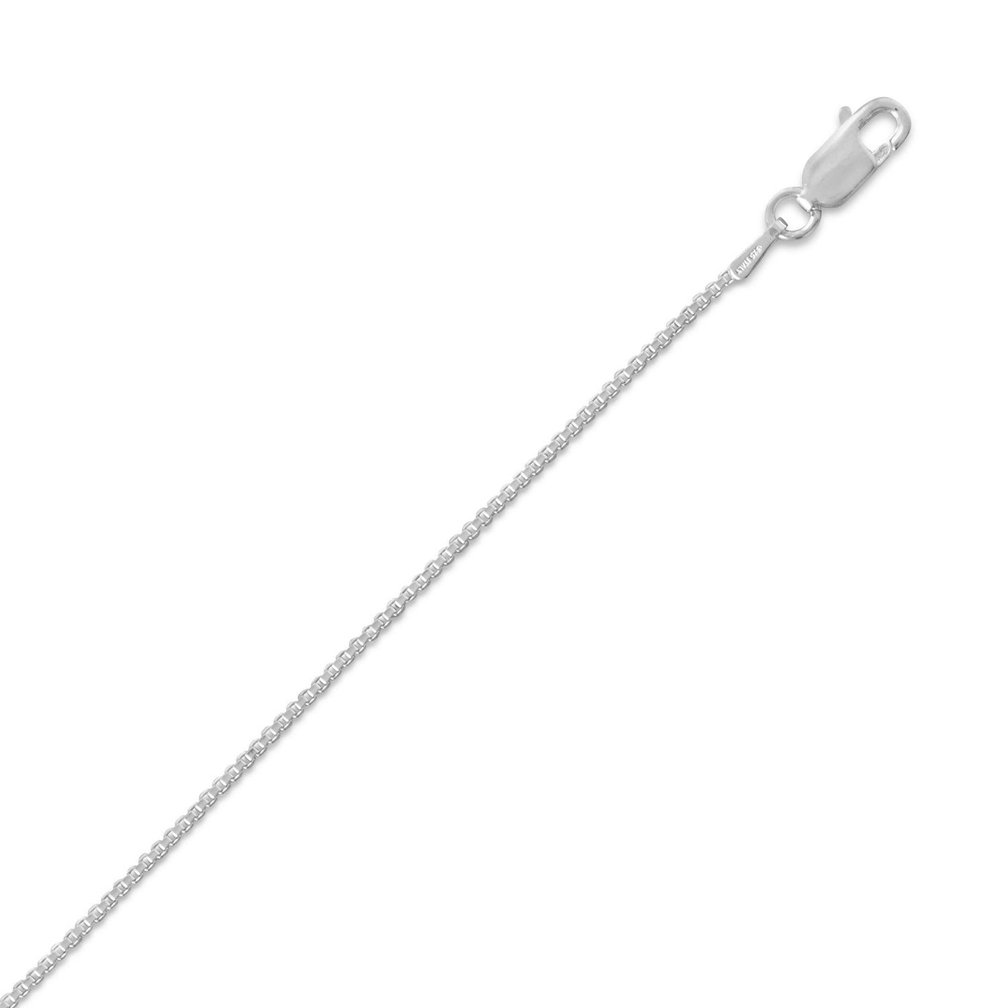 019 Rhodium Plated Box Chain Necklace (1.0mm)