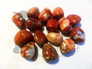 1 Piece Natural Tumbled Red Silver Leaf Jasper Gemstone
