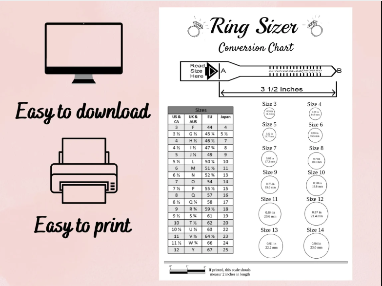 Free Printable Ring Sizer Tool - Accurate Finger Measurement Guide