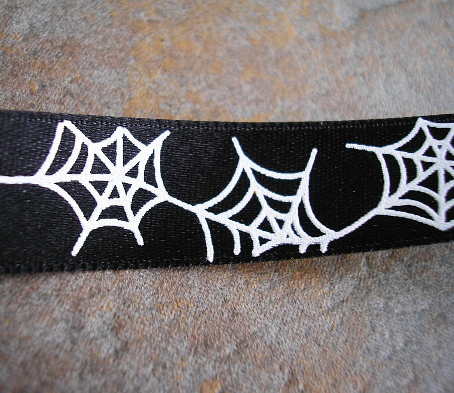 Handcrafted 5/8 inch wide, Satin SPIDERWEBS Choker collar - USA Shipping included