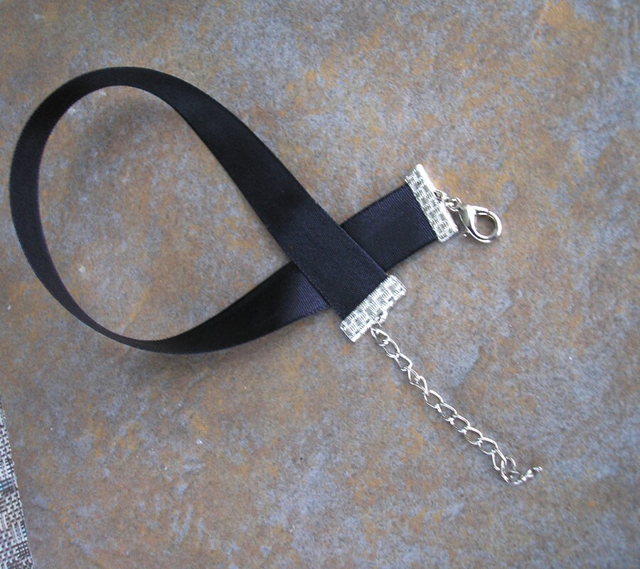 Handcrafted 5/8 inch wide, Satin SPIDERWEBS Choker collar - USA Shipping included