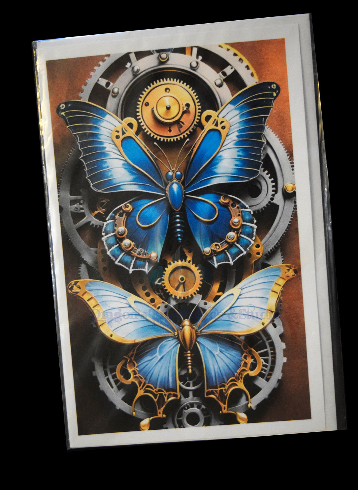 Steampunk Butterflies, Handcrafted All Occasion Greeting Card, blank inside