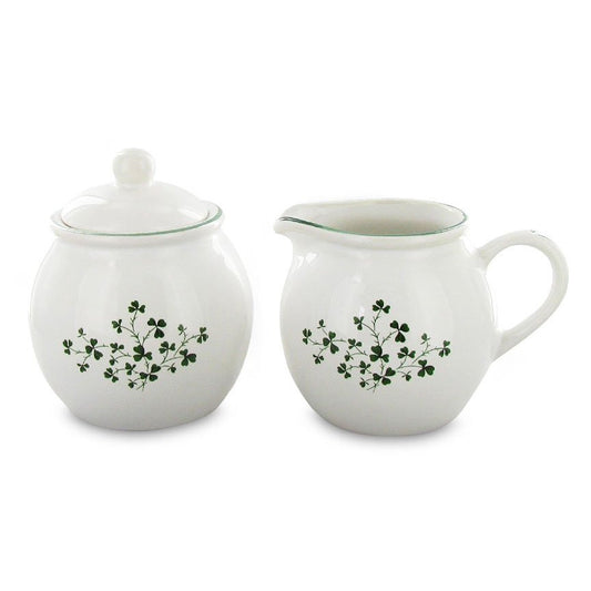 Bewleys Shamrock Fine Bone China Sugar Bowl and Creamer Pitcher - 2 Piece Set