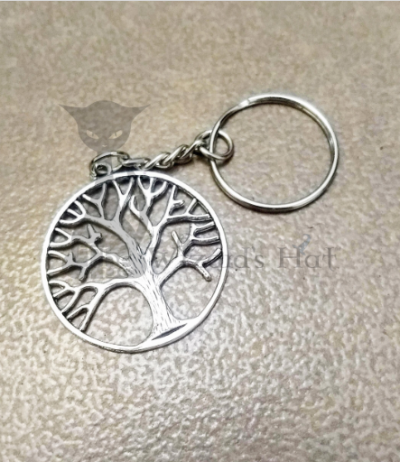 Tree of Life 3-Piece Jewelry and Accessory Set in Silver Tone: Necklace, Earrings, and Keychain