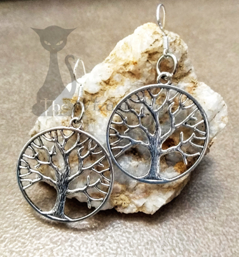Tree of Life 3-Piece Jewelry and Accessory Set in Silver Tone: Necklace, Earrings, and Keychain