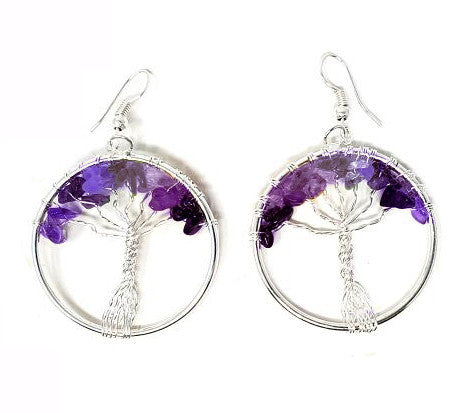 Yggdrasil Tree of Life Amethyst Earring Set