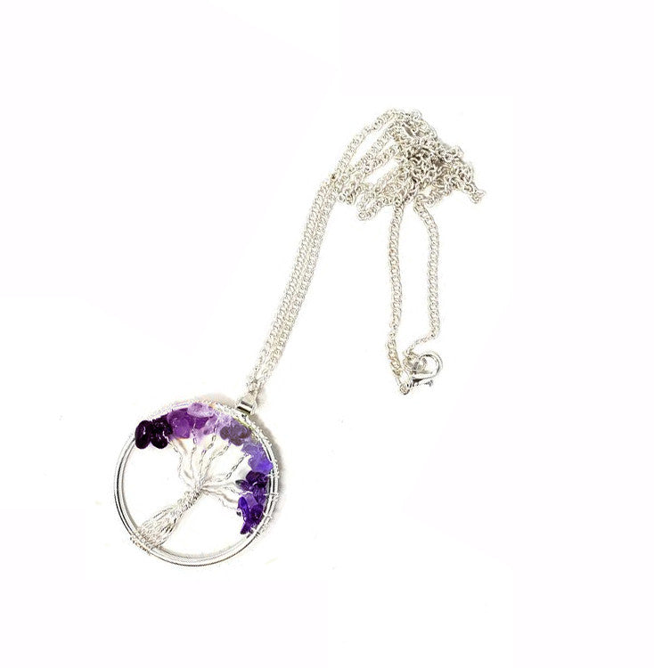 Yggdrasil Tree of Life Amethyst Necklace and Earring Jewelry Set