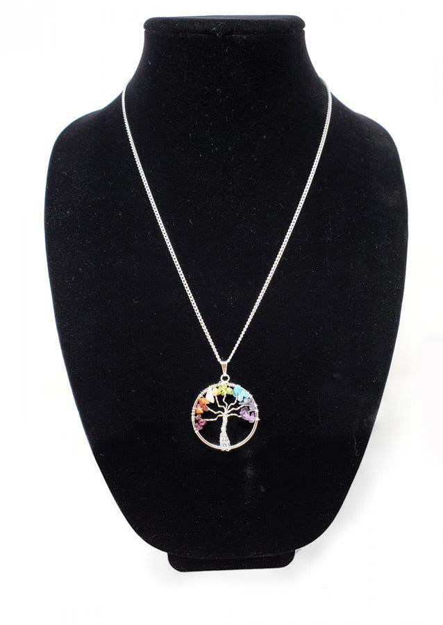 Yggdrasil Tree of Life 7 Chakra Necklace and Earring Jewelry Set