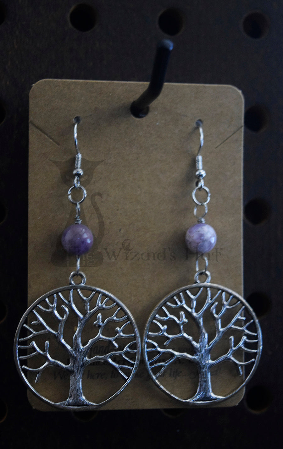 Yggdrasil Tree of Life Earrings with Amethyst Healing Stones