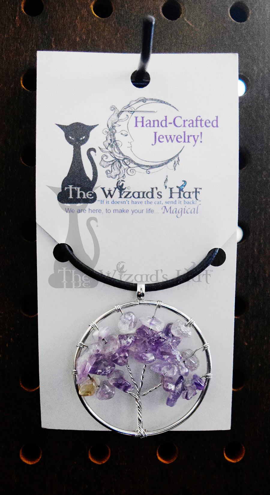 Tree of life with Amethyst stones leather necklace