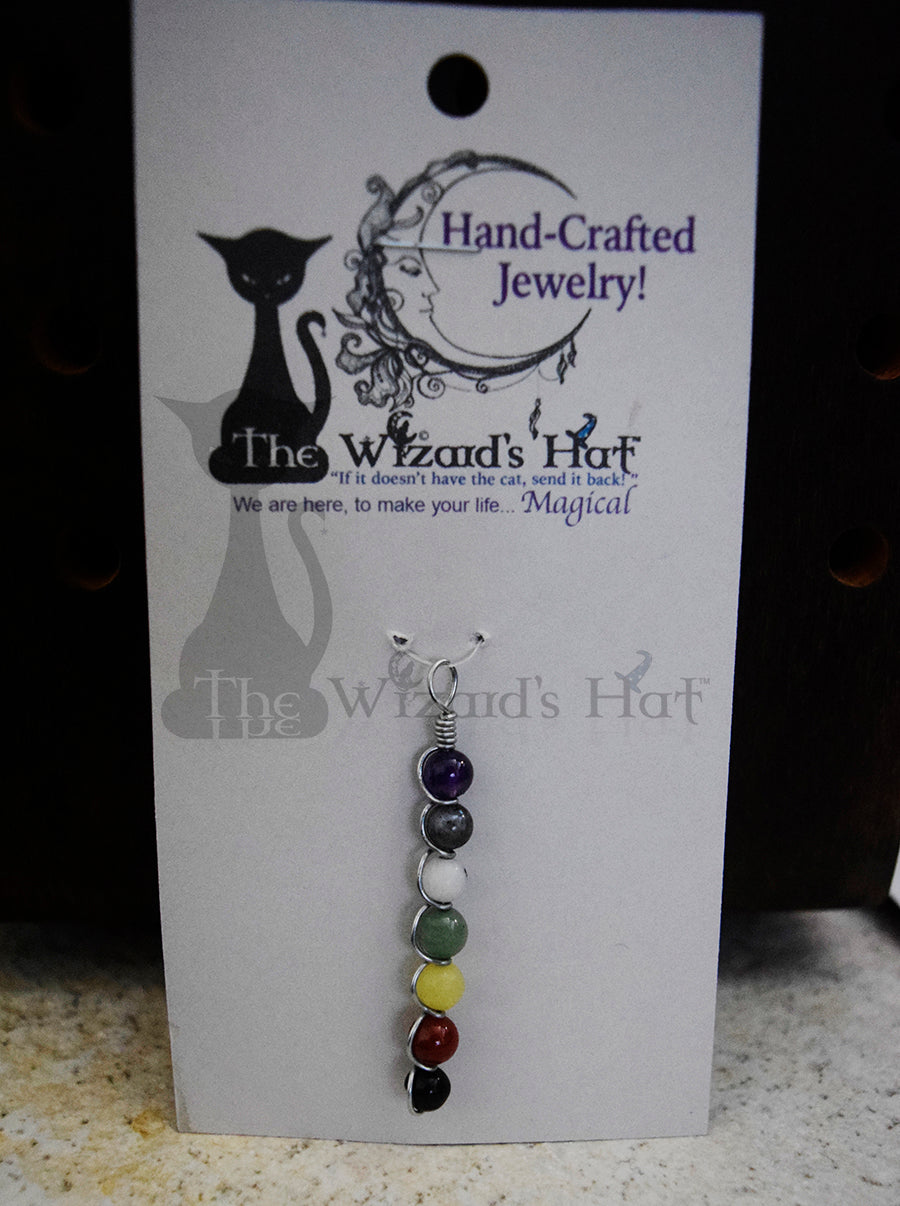 Handcrafted 7-Chakra drop Pendant with Natural Gemstones, pendant only
