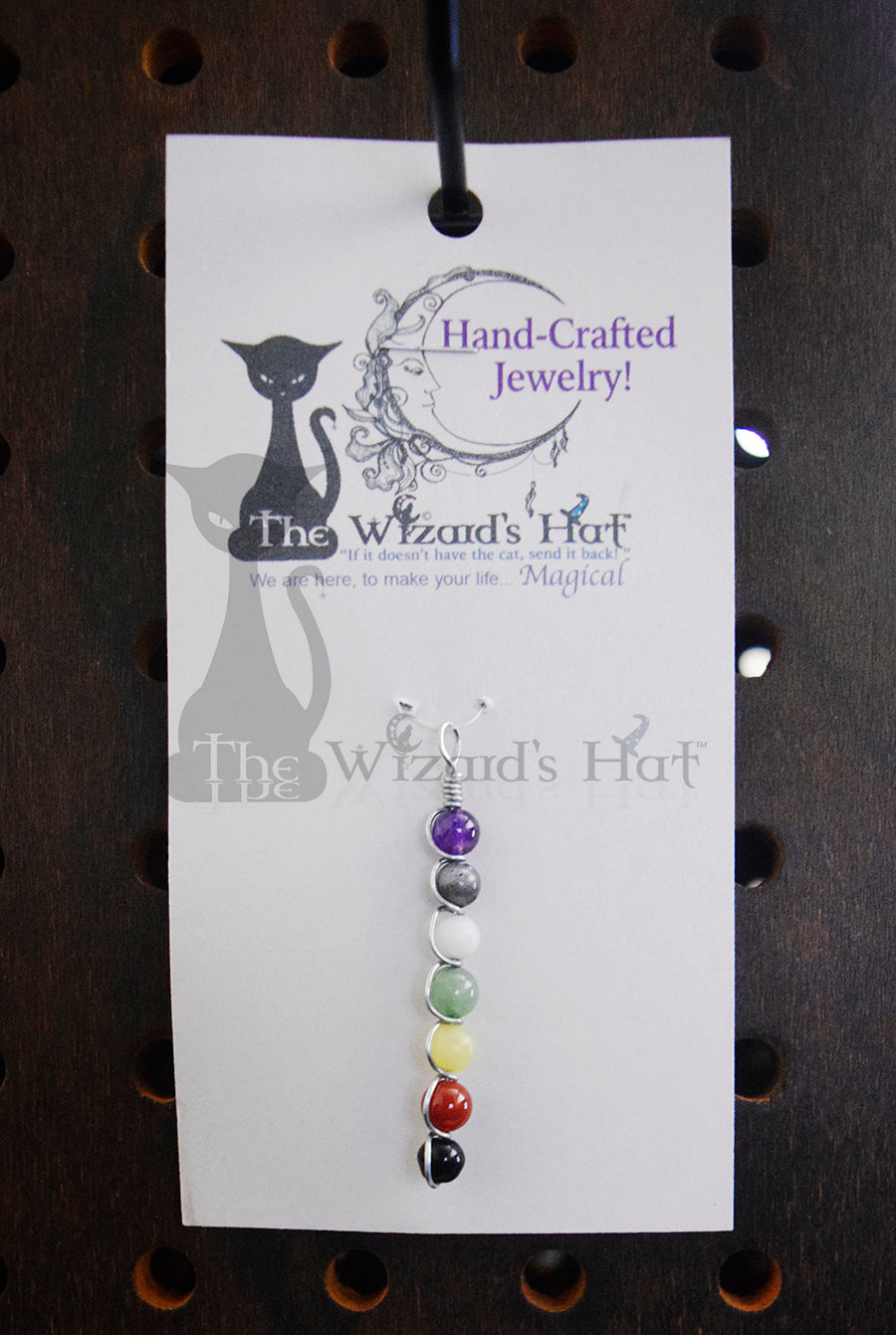 Handcrafted 7-Chakra drop Pendant with Natural Gemstones, pendant only