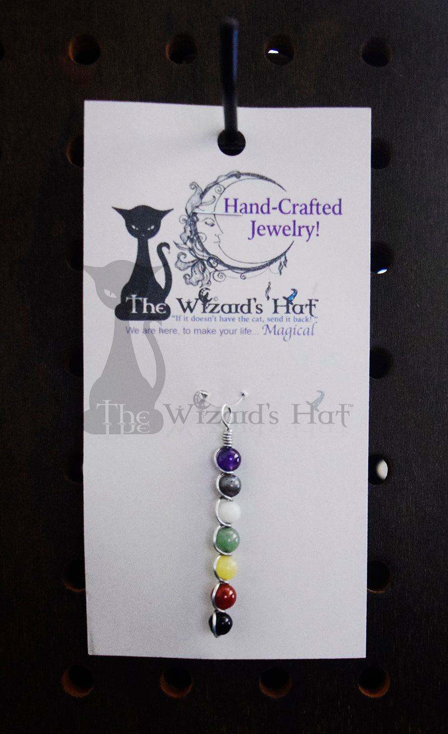 Handcrafted 7-Chakra drop Pendant with Natural Gemstones, pendant only