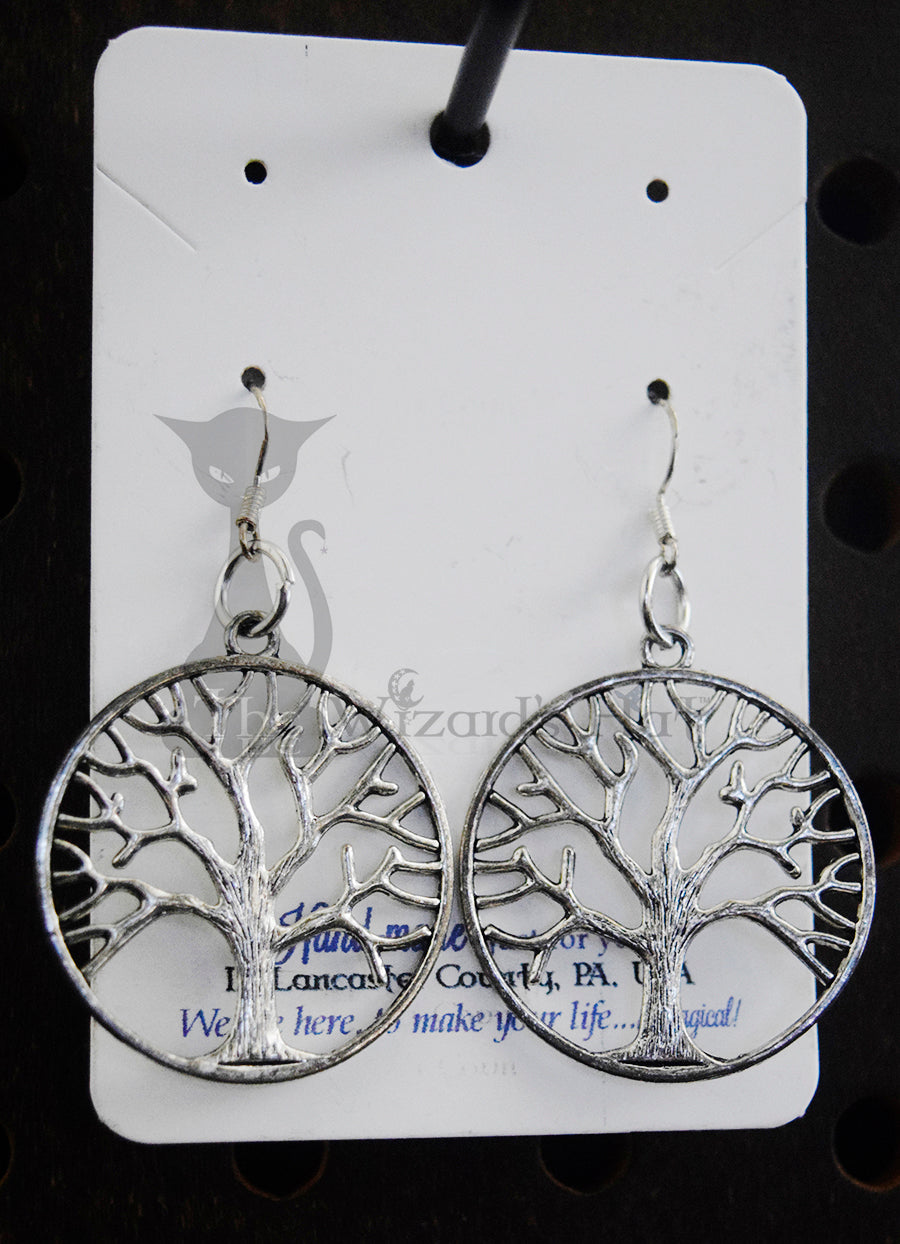 Tree of Life 3-Piece Jewelry and Accessory Set in Silver Tone: Necklace, Earrings, and Keychain