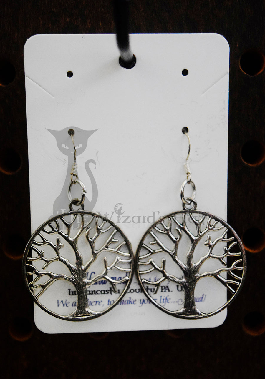 Tree of Life 3-Piece Jewelry and Accessory Set in Silver Tone: Necklace, Earrings, and Keychain