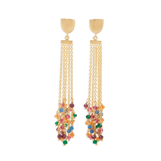14 Karat Gold Plated Brass Multicolor Fashion Earrings