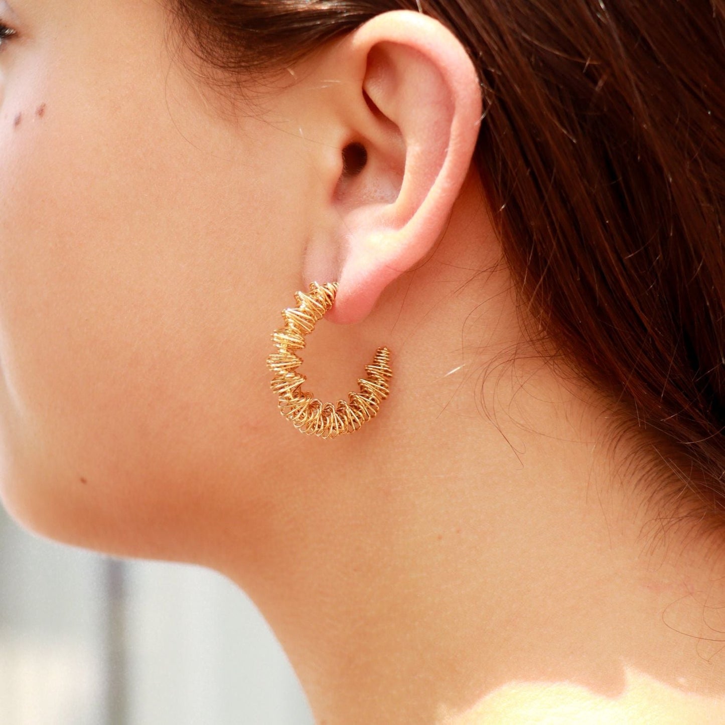 18 Karat Gold PVD Stainless Steel Wired Statement Hoop Earrings