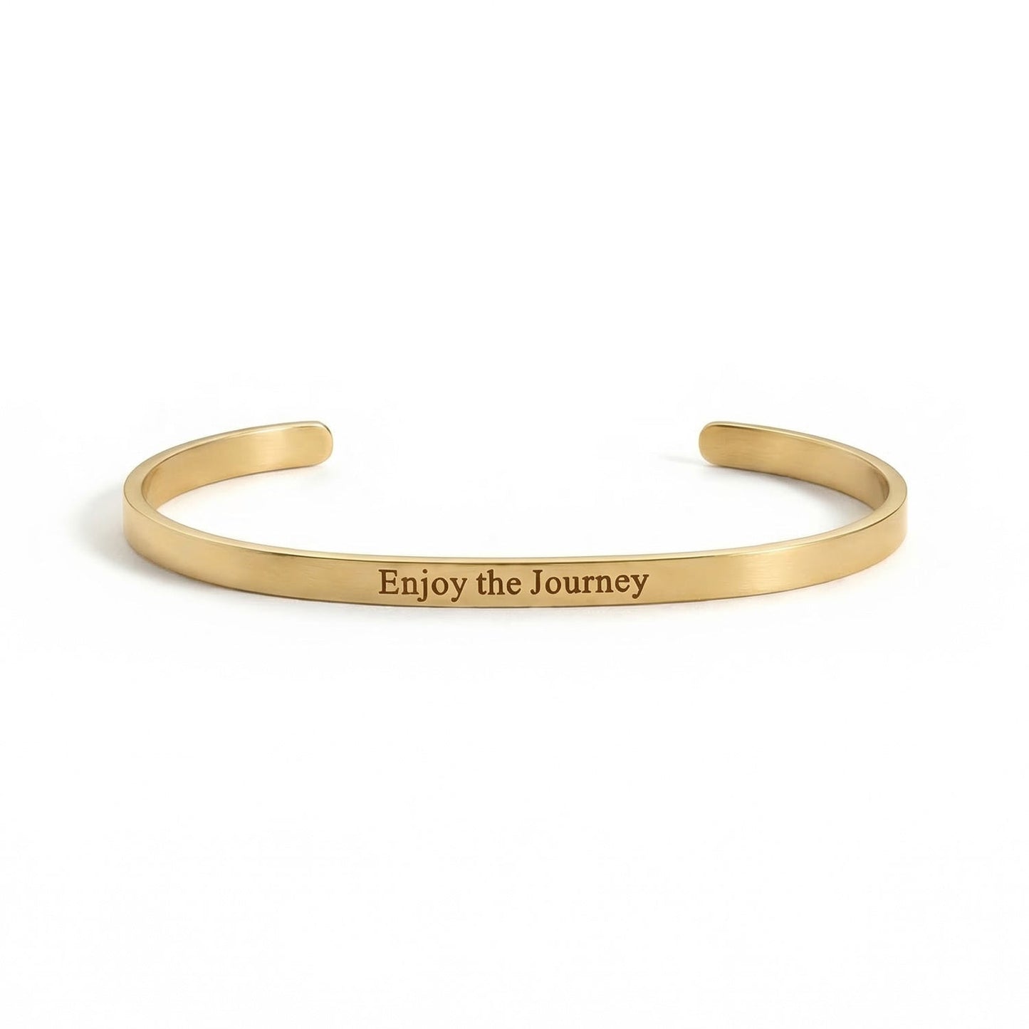 18 Karat Gold PVD Stainless Steel "Enjoy the Journey" Cuff Bracelet