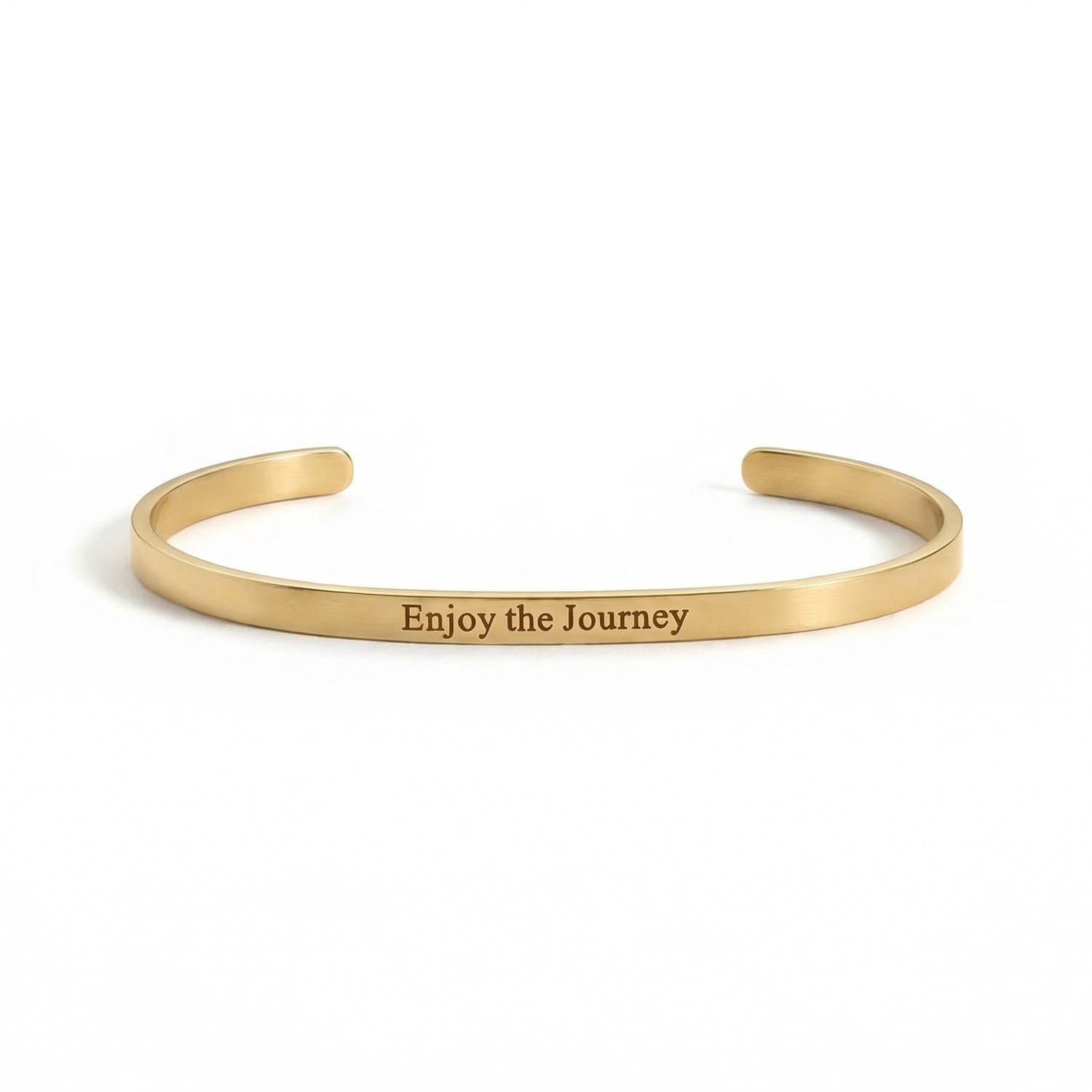 18 Karat Gold PVD Stainless Steel "Enjoy the Journey" Cuff Bracelet