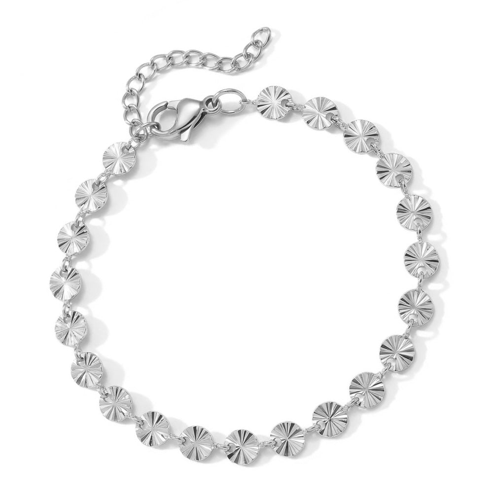 6.5" + 1" Stainless Steel Sunburst Bracelet