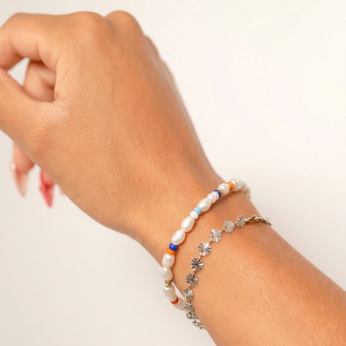 6.5" + 1" Stainless Steel Sunburst Bracelet