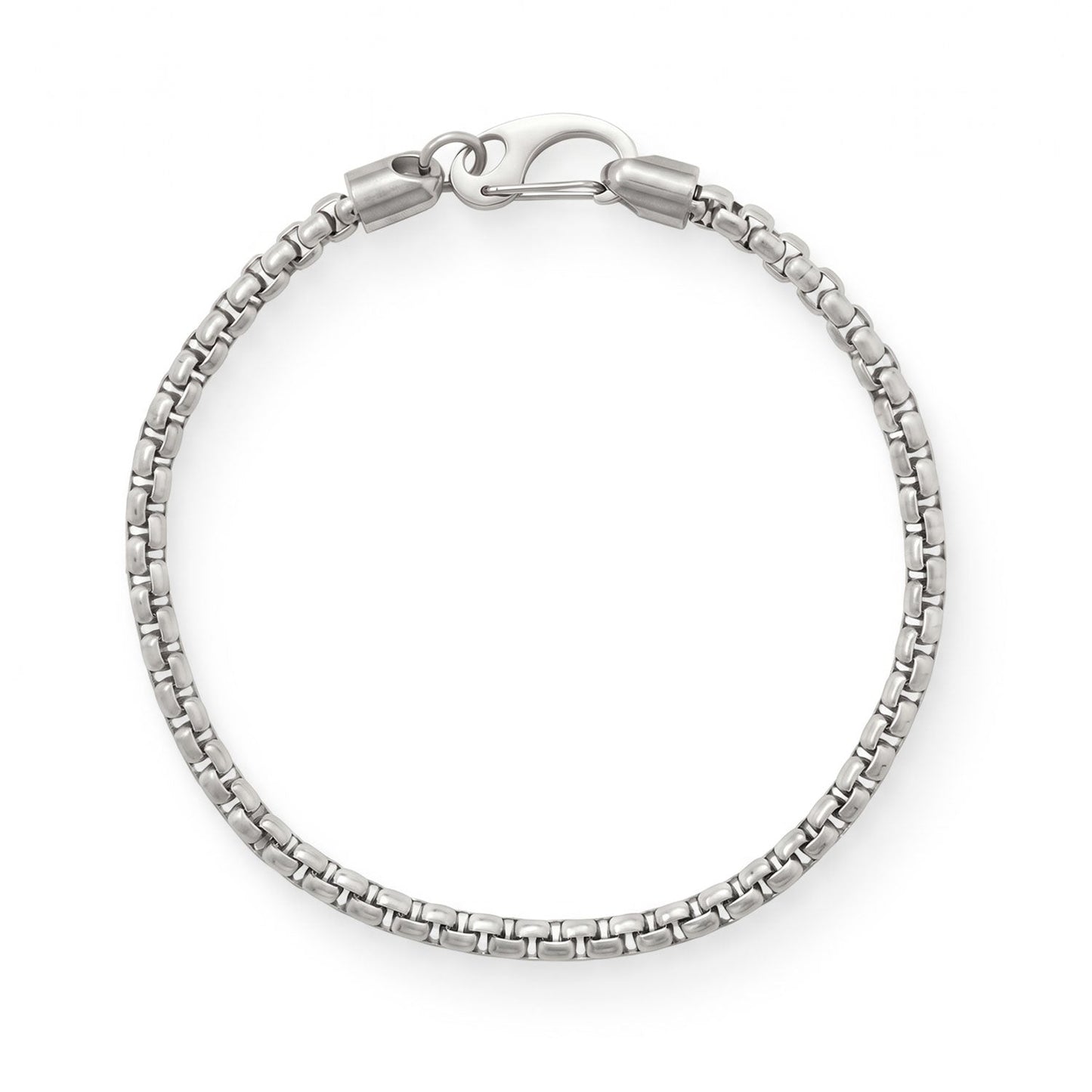 8.5" 4mm Stainless Steel Rounded Box Chain Mens' Bracelet