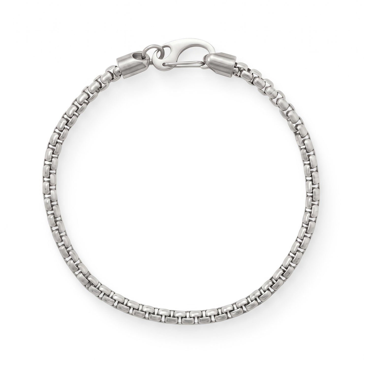 8.5" 4mm Stainless Steel Rounded Box Chain Mens' Bracelet