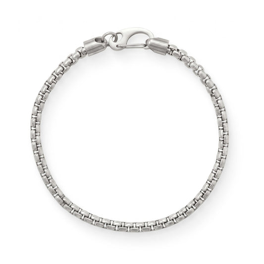 8.5" 4mm Stainless Steel Rounded Box Chain Mens' Bracelet