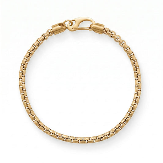 8.5" 4mm 18 Karat Gold PVD Stainless Steel Rounded Box Chain Men's Bracelet