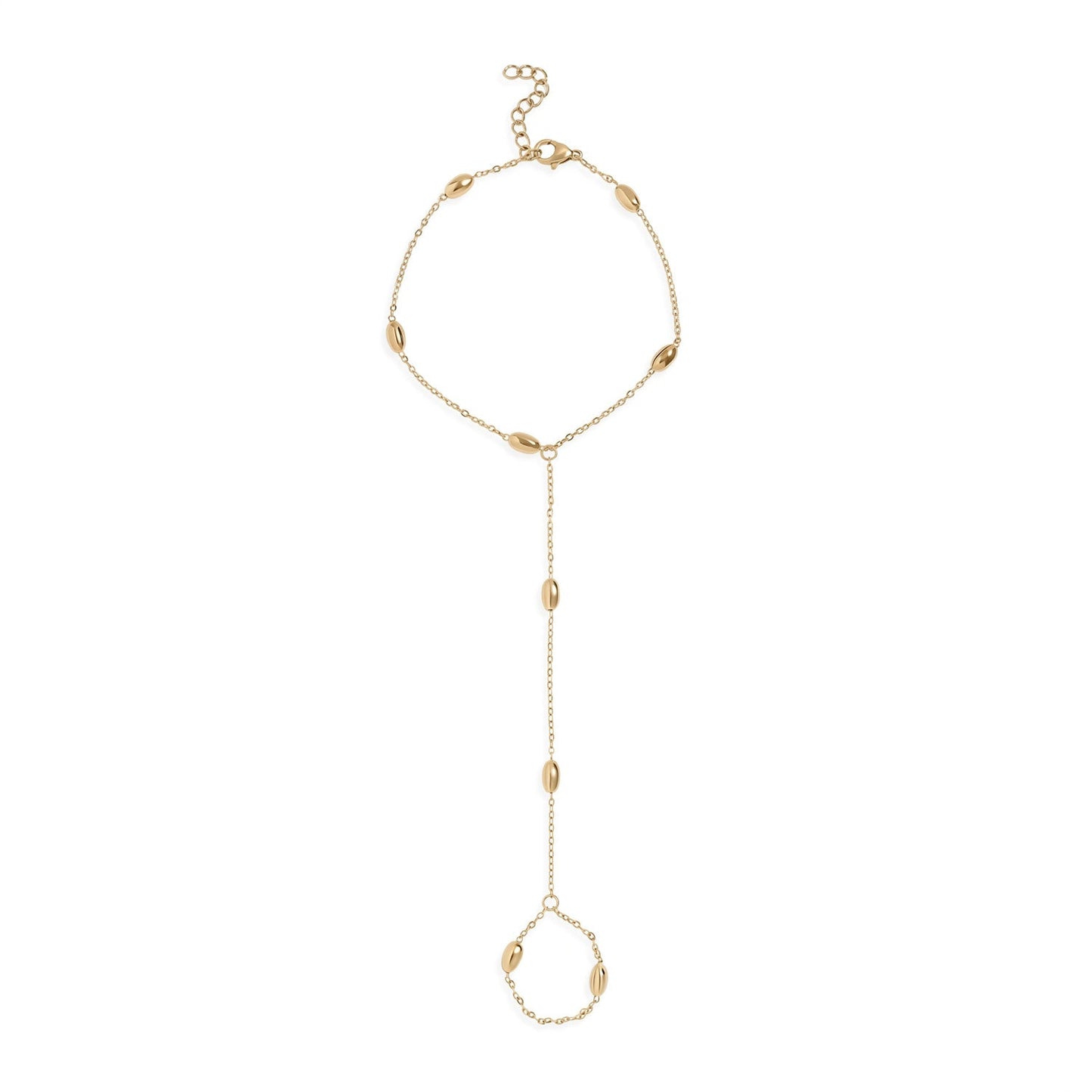 7.5" + 1" 18 Karat Gold PVD Stainless Steel Oval Orbit Hand Chain