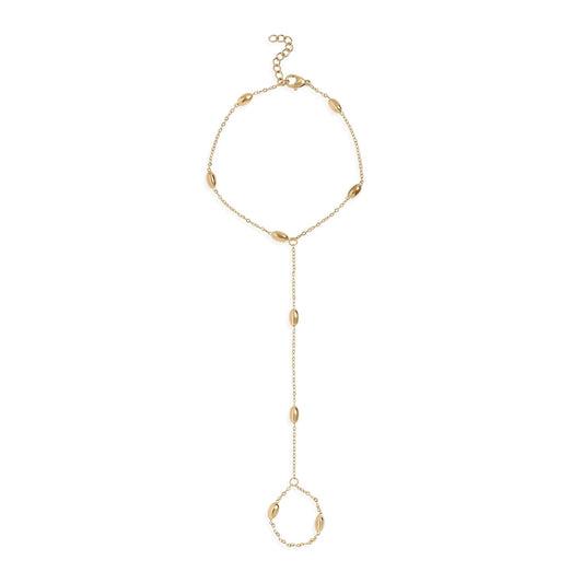 7.5" + 1" 18 Karat Gold PVD Stainless Steel Oval Orbit Hand Chain