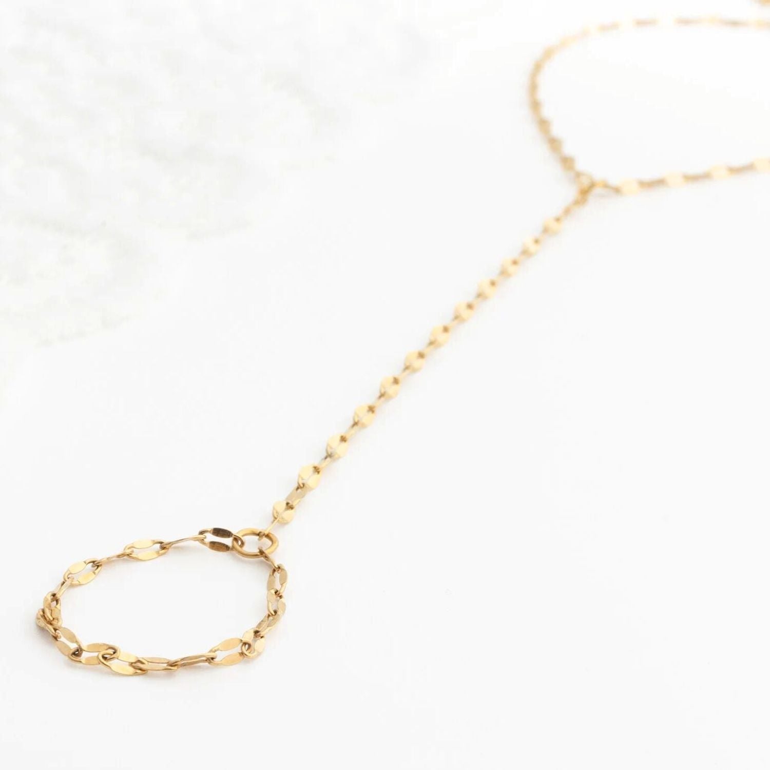 7.5" + 1" 18 Karat Gold PVD Stainless Steel Coffee Hand Chain