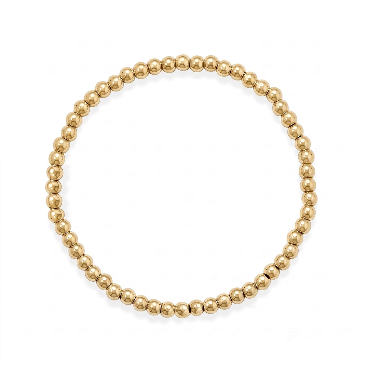 7.5" 4mm 18 Karat Gold PVD Stainless Steel Bead Stretch Bracelet