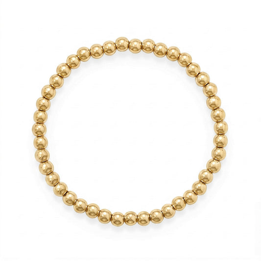 7.5" 5mm 18 Karat Gold PVD Stainless Steel Bead Stretch Bracelet