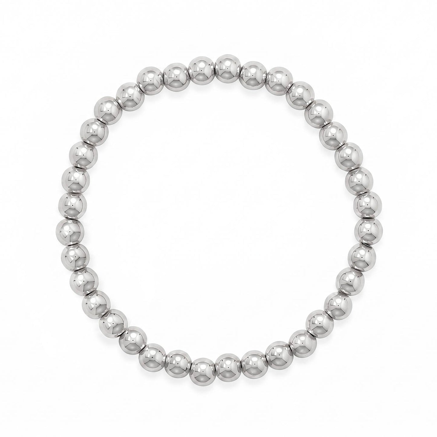 7.5" 6mm Stainless Steel Bead Stretch Bracelet