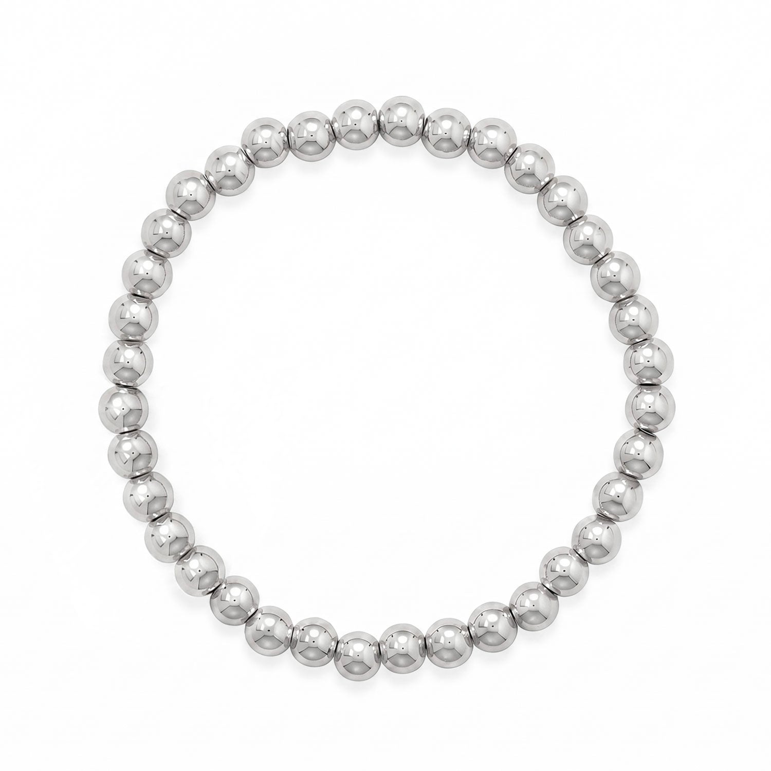 7.5" 6mm Stainless Steel Bead Stretch Bracelet
