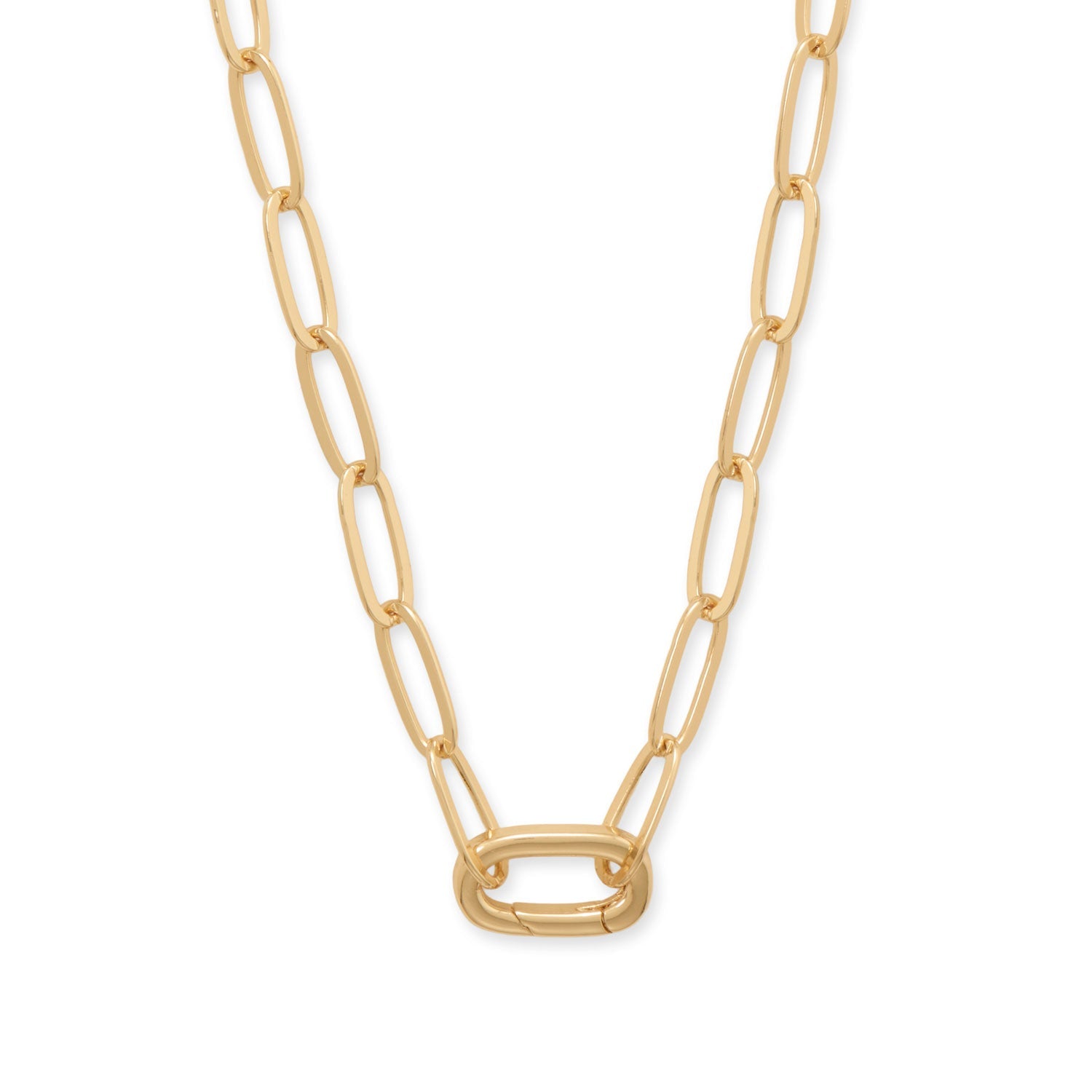 17" 18 Karat Gold Plated Inverted Hinge Fashion Necklace