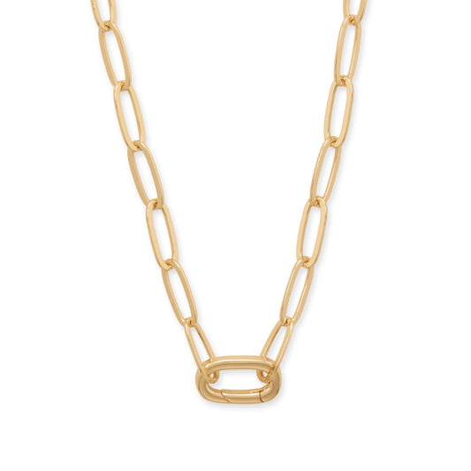 17" 18 Karat Gold Plated Inverted Hinge Fashion Necklace